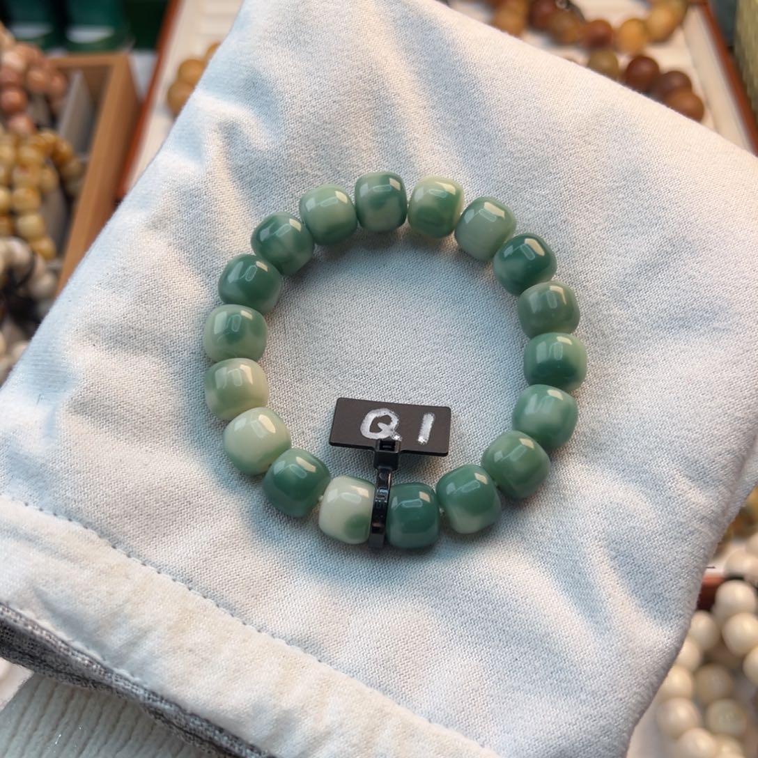 菩提根/象牙果手串卡13汉堡绿飘花全品1