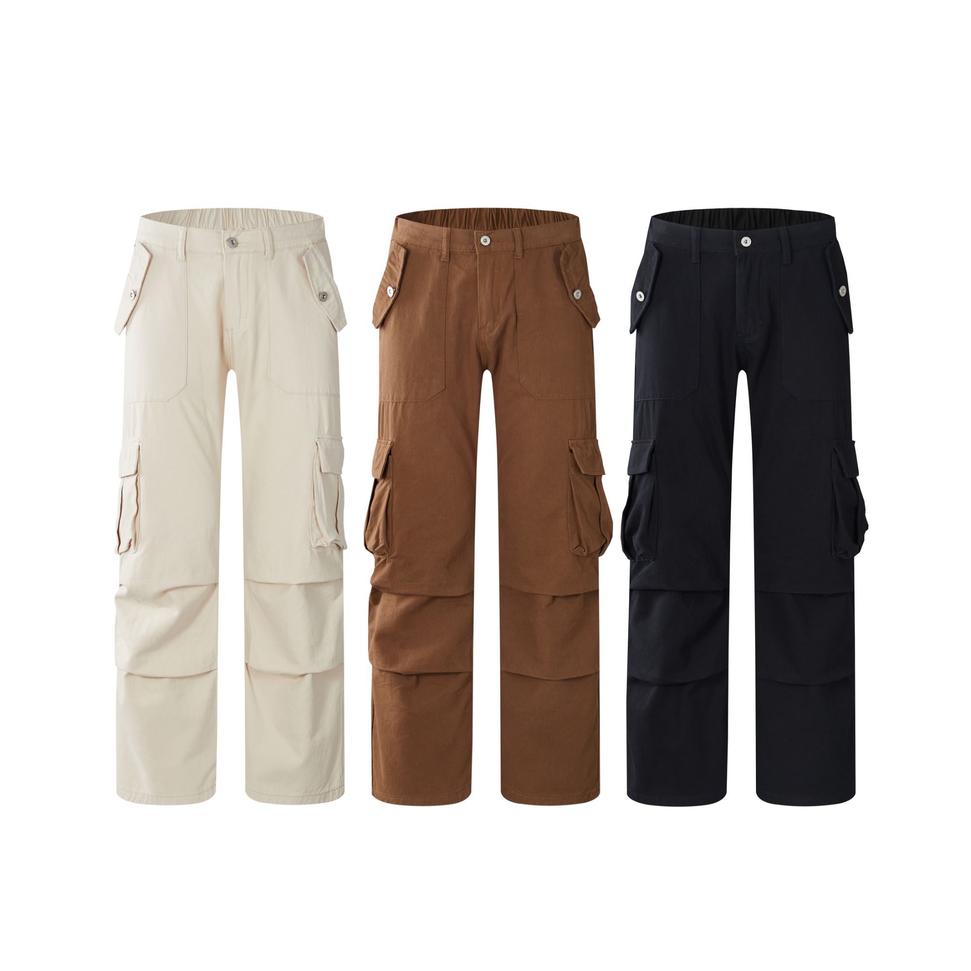 美式高街vibe技能风阔腿裤多口袋工装裤男款直筒褶皱裤子DY388