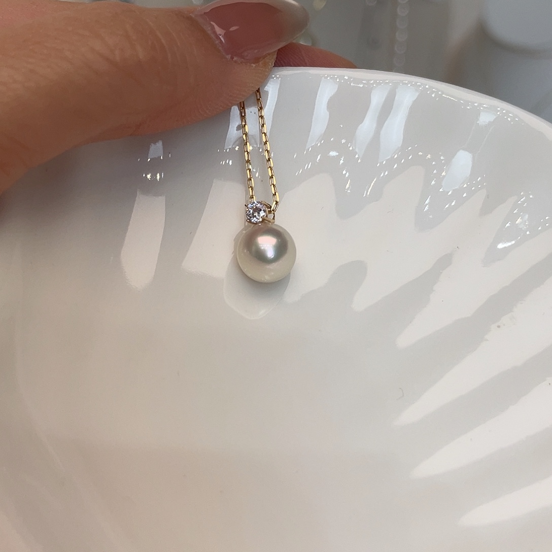 海水珍珠18K金镶嵌吊坠(赠链)