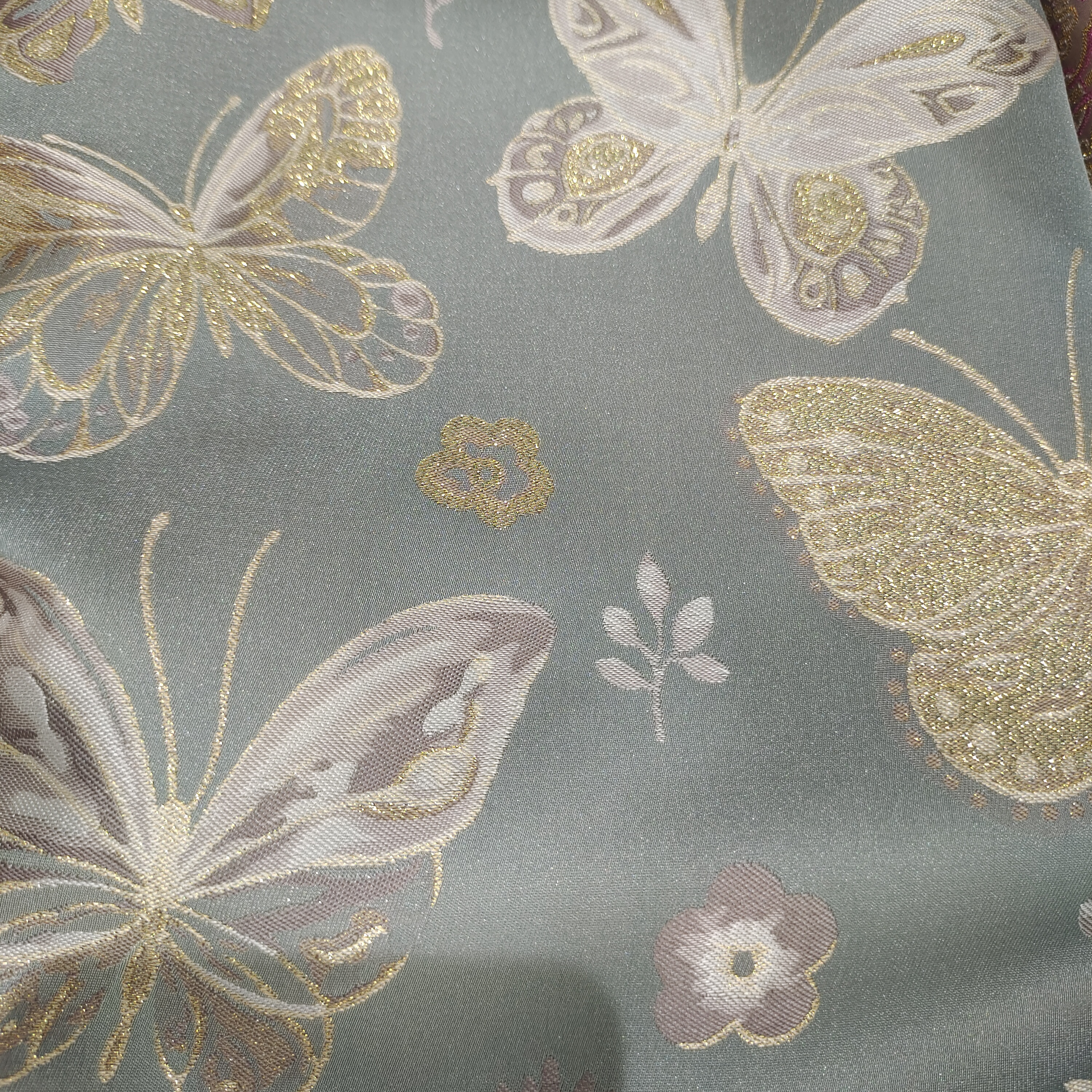 【蓝灰蝴蝶】桑蚕丝定制面料【不支持7天无理由】