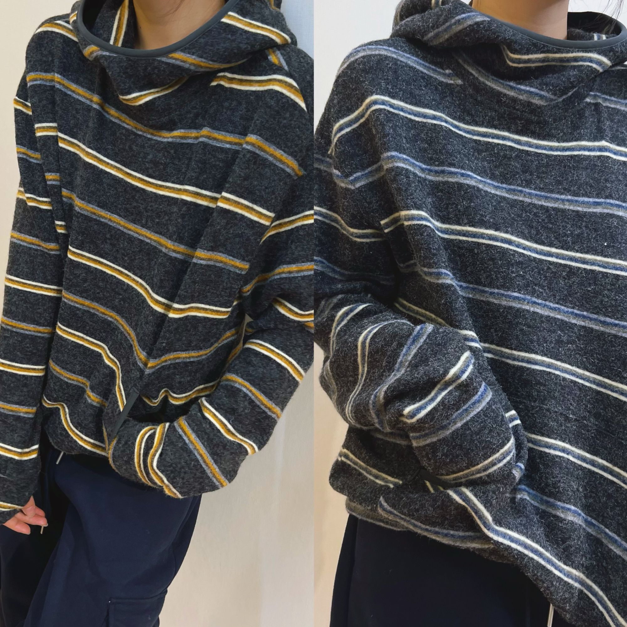 【秀秀新品2】连帽条纹糯叽叽亲肤柔软打底卫衣休闲