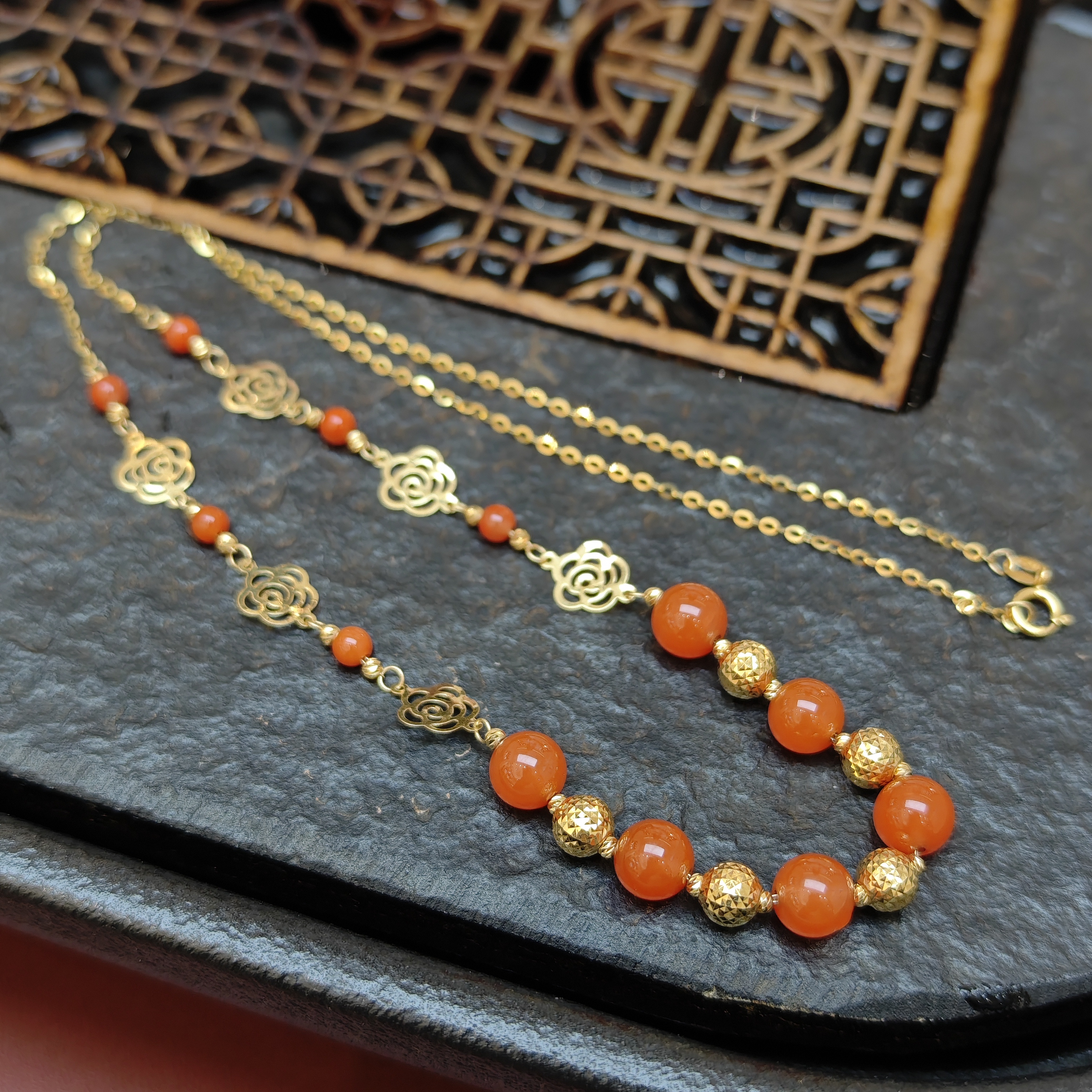 18K金南红项链轻奢百搭