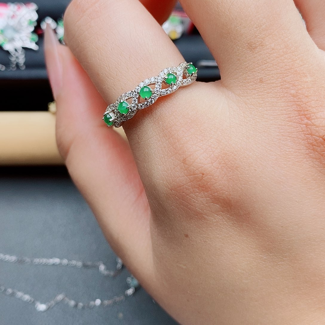 翡翠戒指银S925镶嵌11111