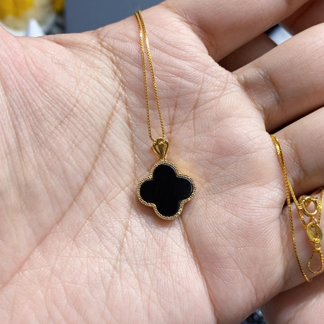 翡翠吊坠(赠链)18K金镶嵌墨翠女款项链