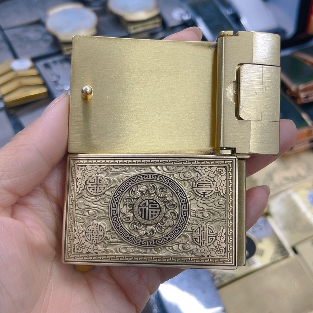 实心黄铜4.0扣眼雕刻五福临门