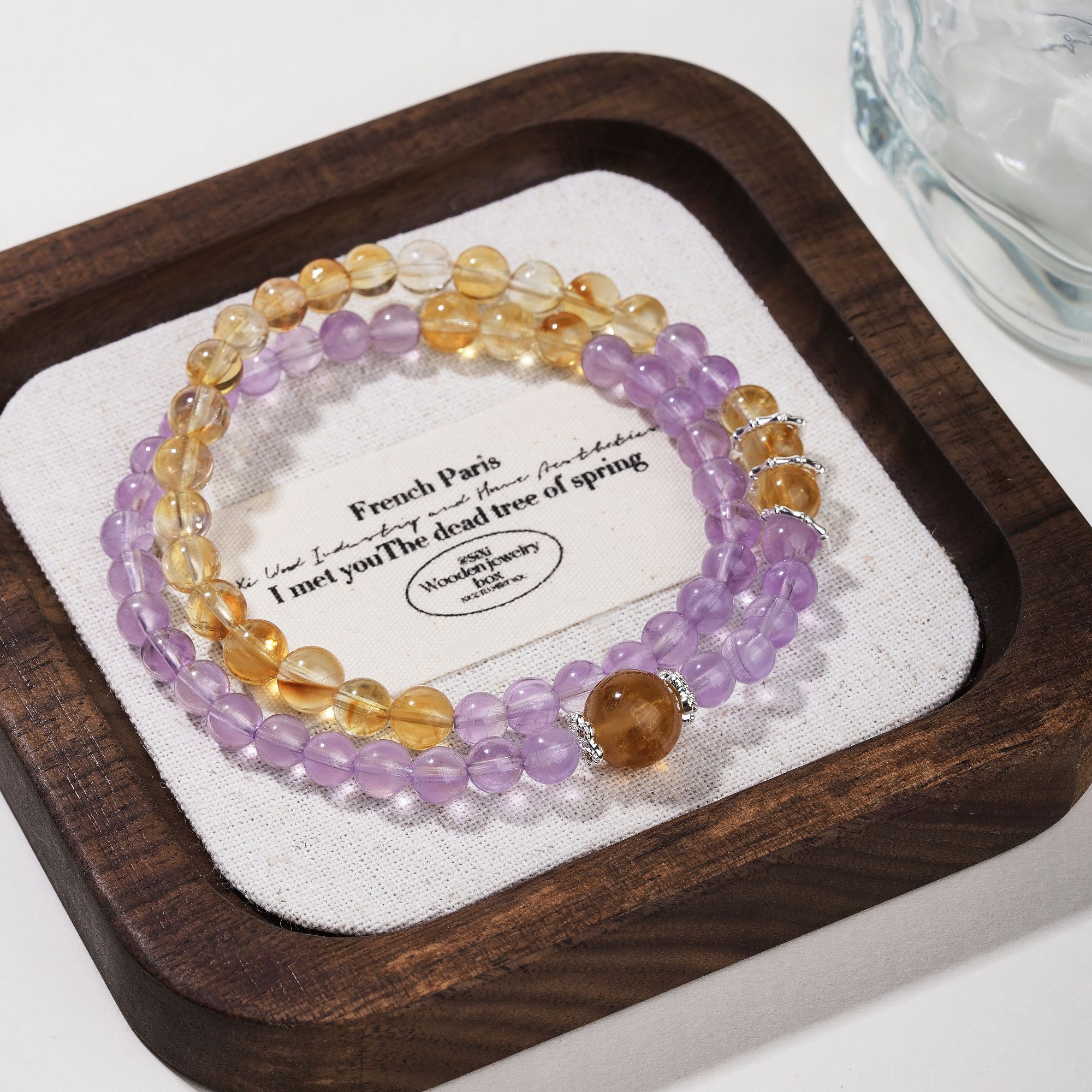 【紫渊光塔】紫水晶搭配黄水晶拼色双圈手串气质百搭白领范女强人款