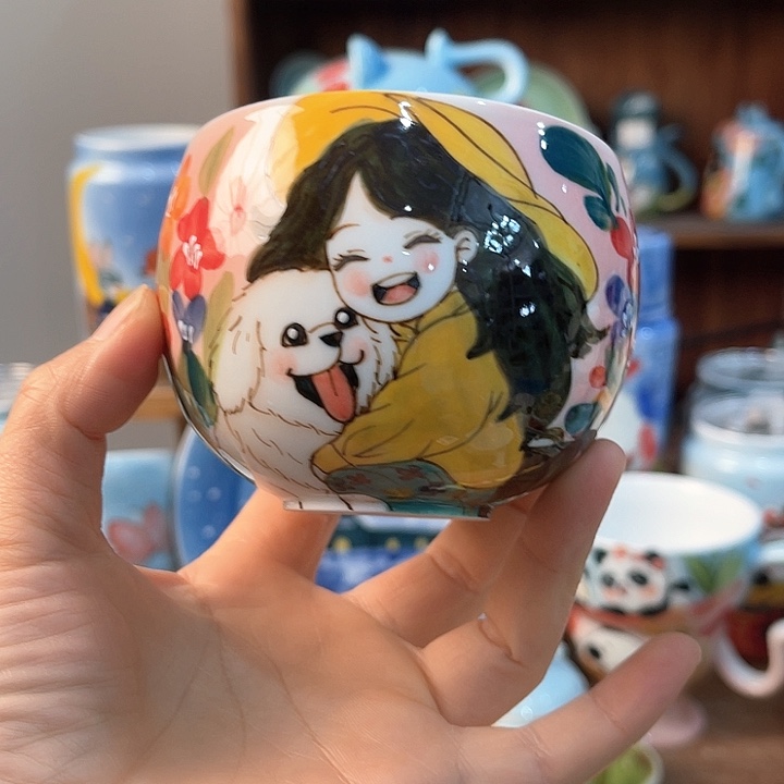 不锈钢景德镇釉下手绘陶瓷 