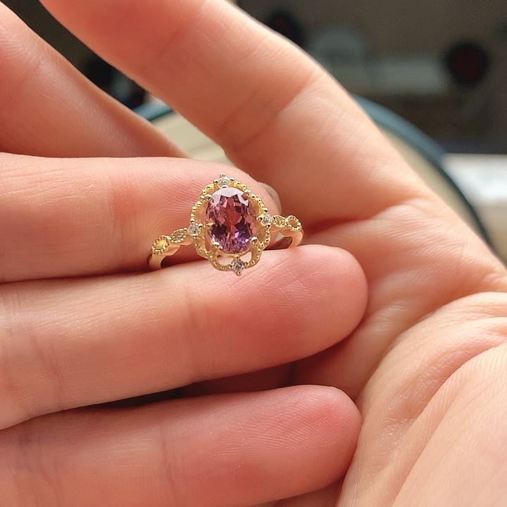 碧玺戒指银S925镶嵌纯天然