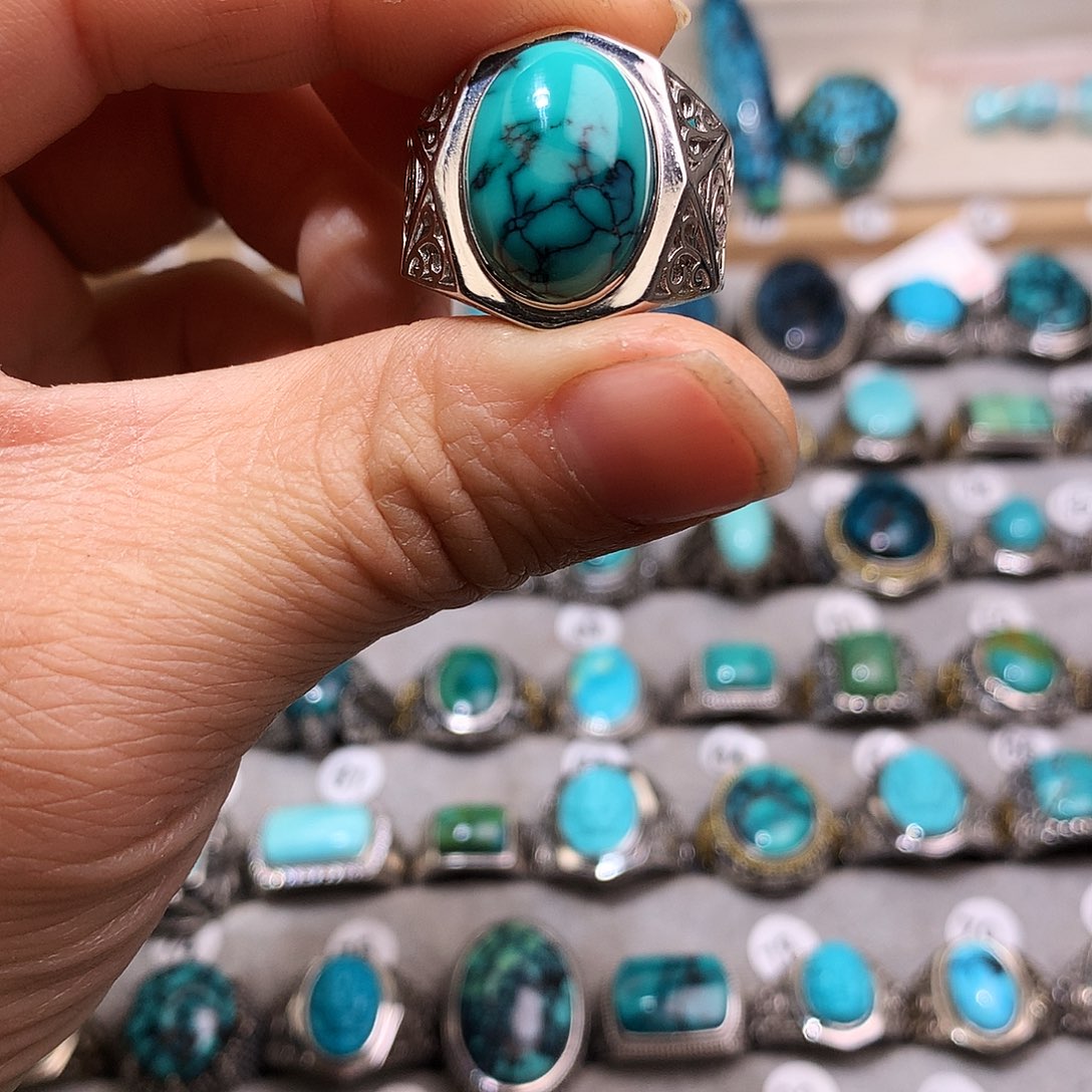 绿松石挂件银S925镶嵌