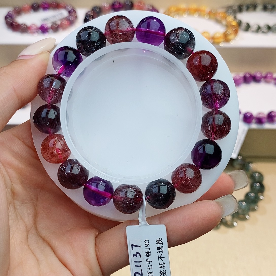 水晶手链未镶嵌黑加仑超七11+