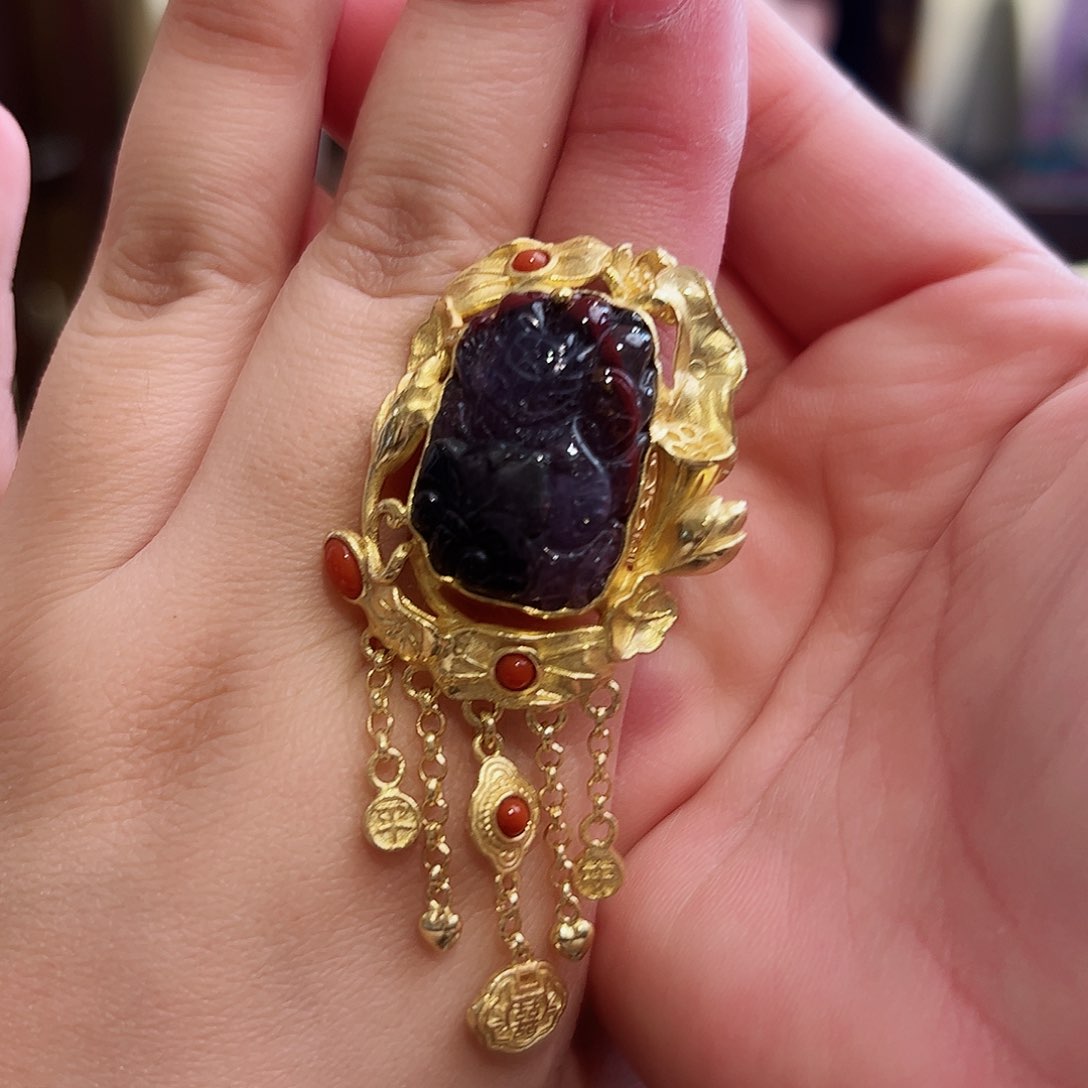 水晶戒指银S925镶嵌古风