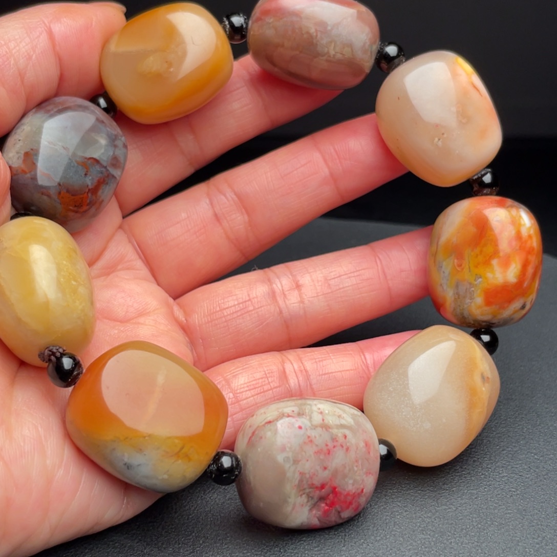 溪***水田黄石田黄石多宝手把件手串