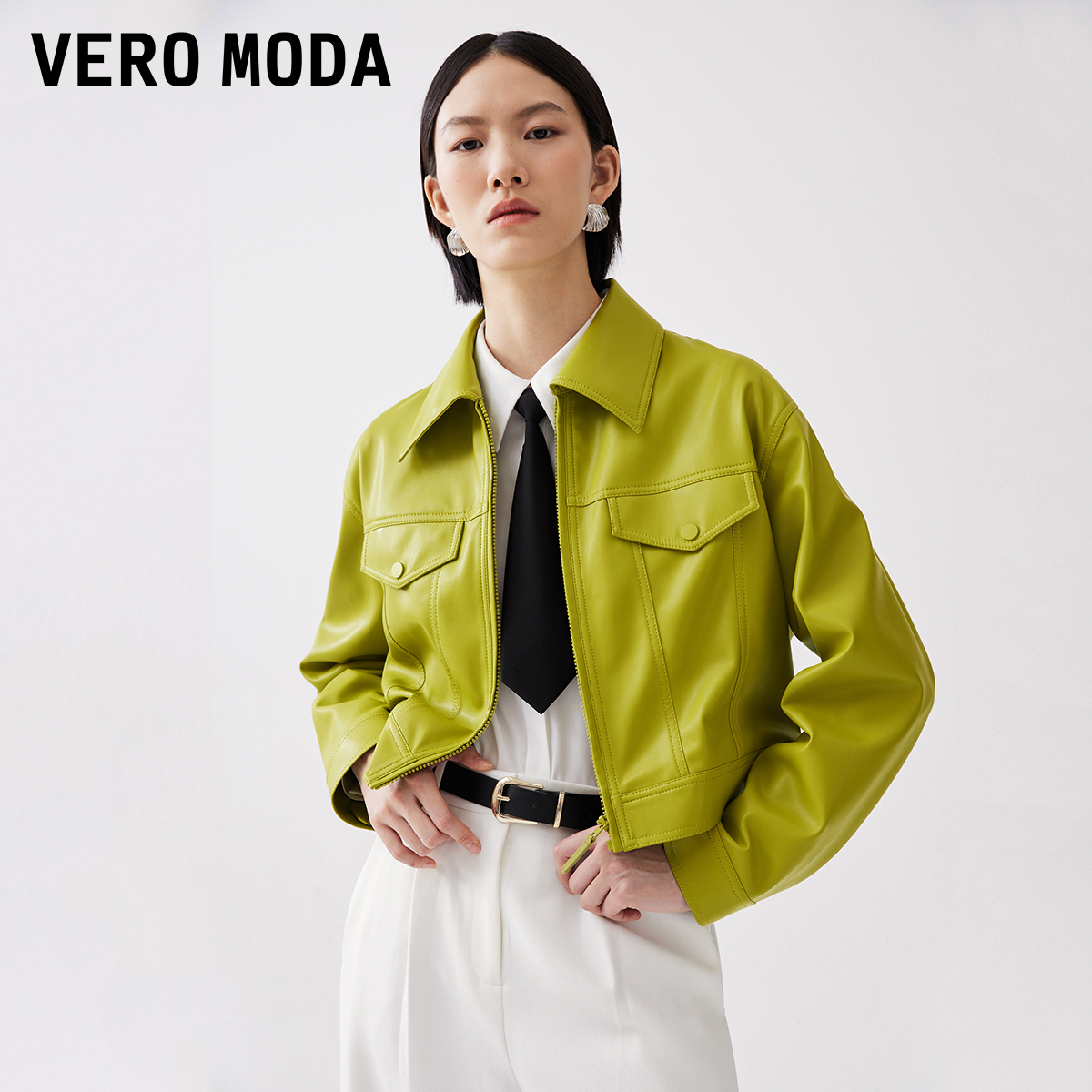 Vero Moda夹克女款PU仿皮绒感内里多巴胺百搭时尚网红洋气高级感