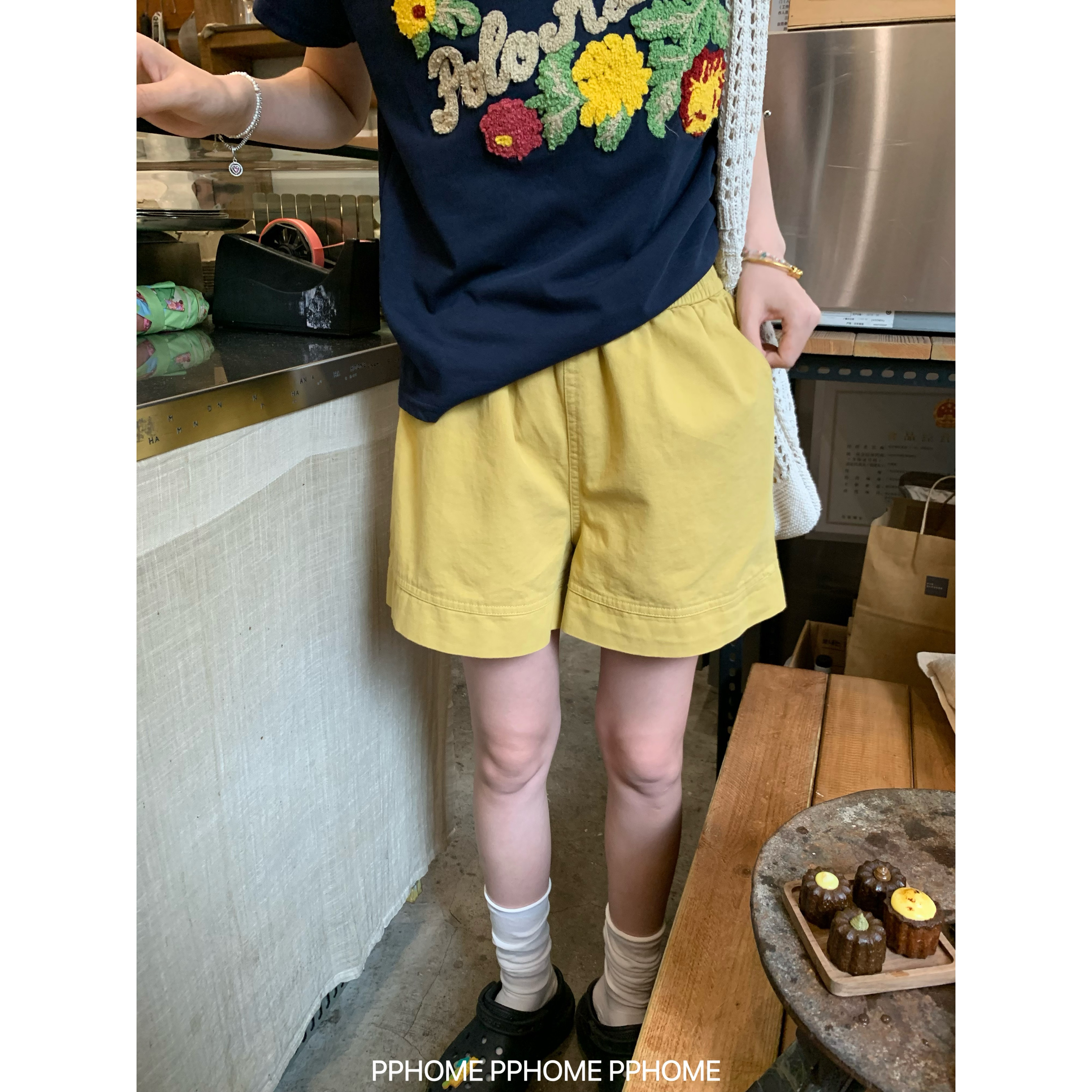 PPHOME自制~人手一件 10色夏季糖果色透气休闲阔腿短裤可爱