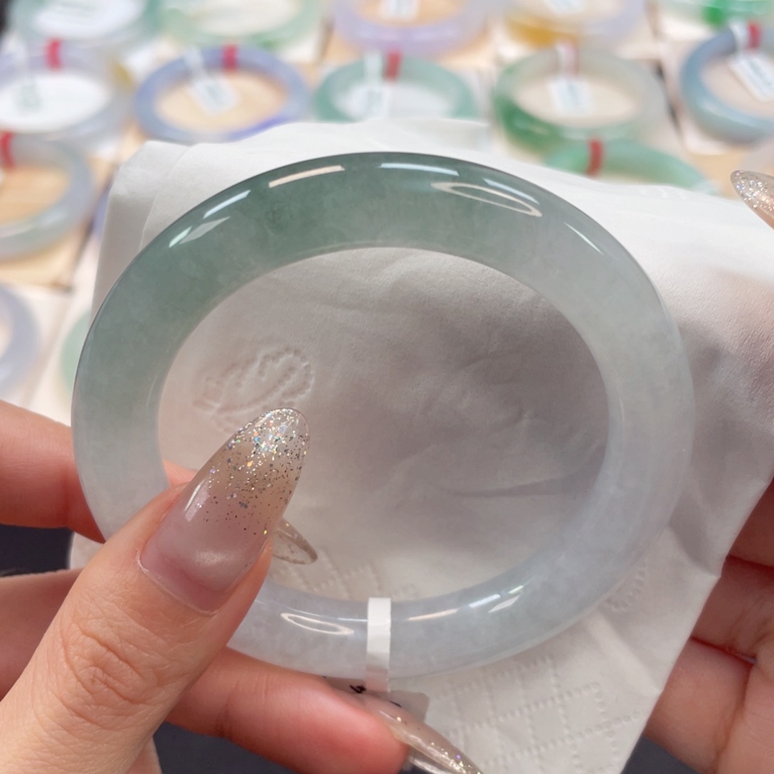 未镶嵌手镯翡翠55莫西沙湖水绿冰条子39号