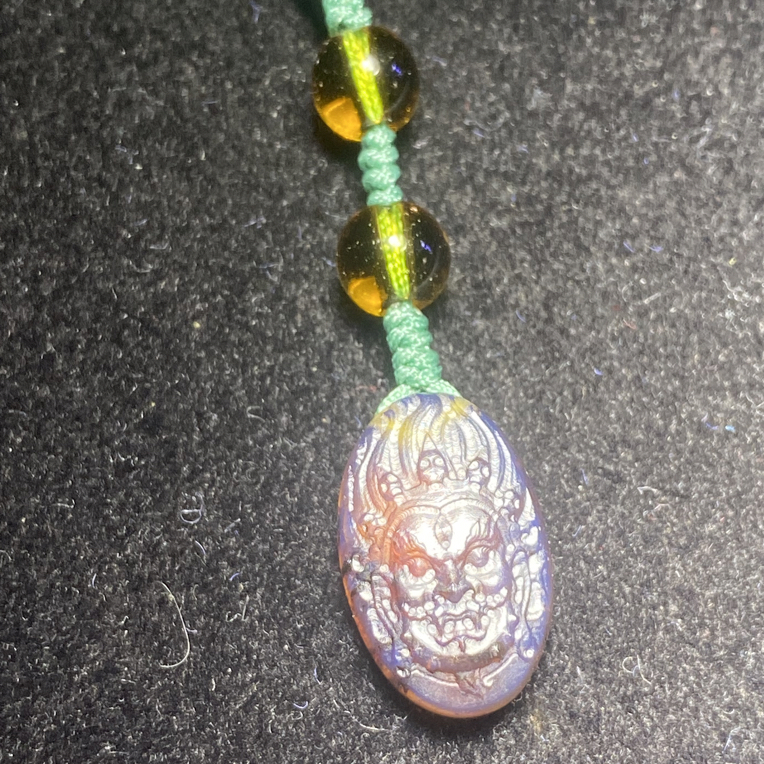 天然缅甸琥珀～黑财神手机挂