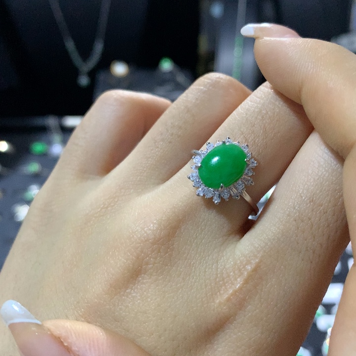 翡翠银S925镶嵌戒指