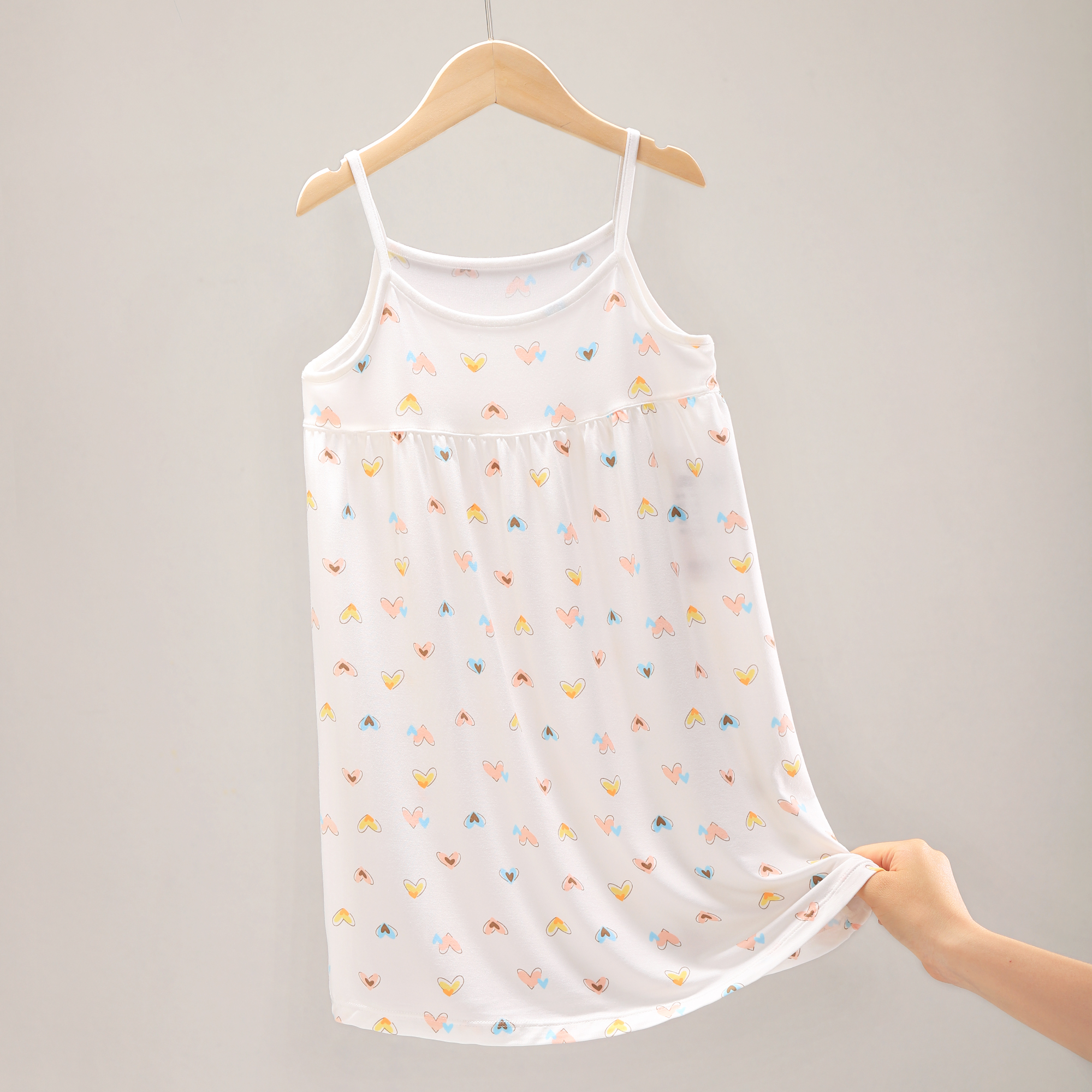 女童睡裙莫代尔薄款夏季儿童睡衣公主裙2024新款女大童吊带裙6223