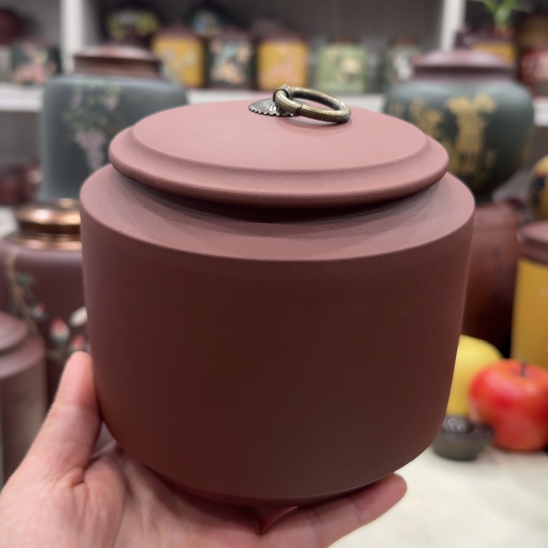 紫砂茶叶罐素五月天半斤