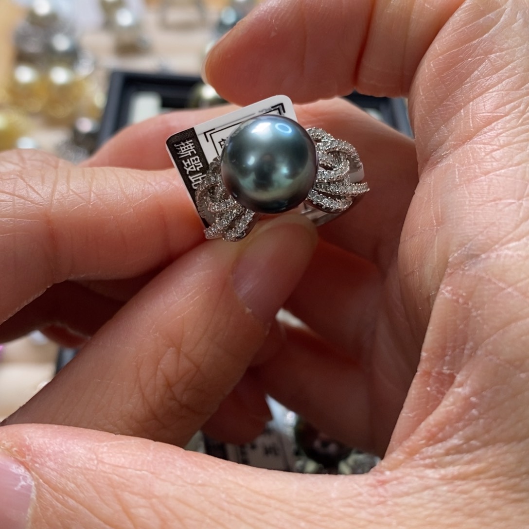 海水珍珠戒圈银S925镶嵌