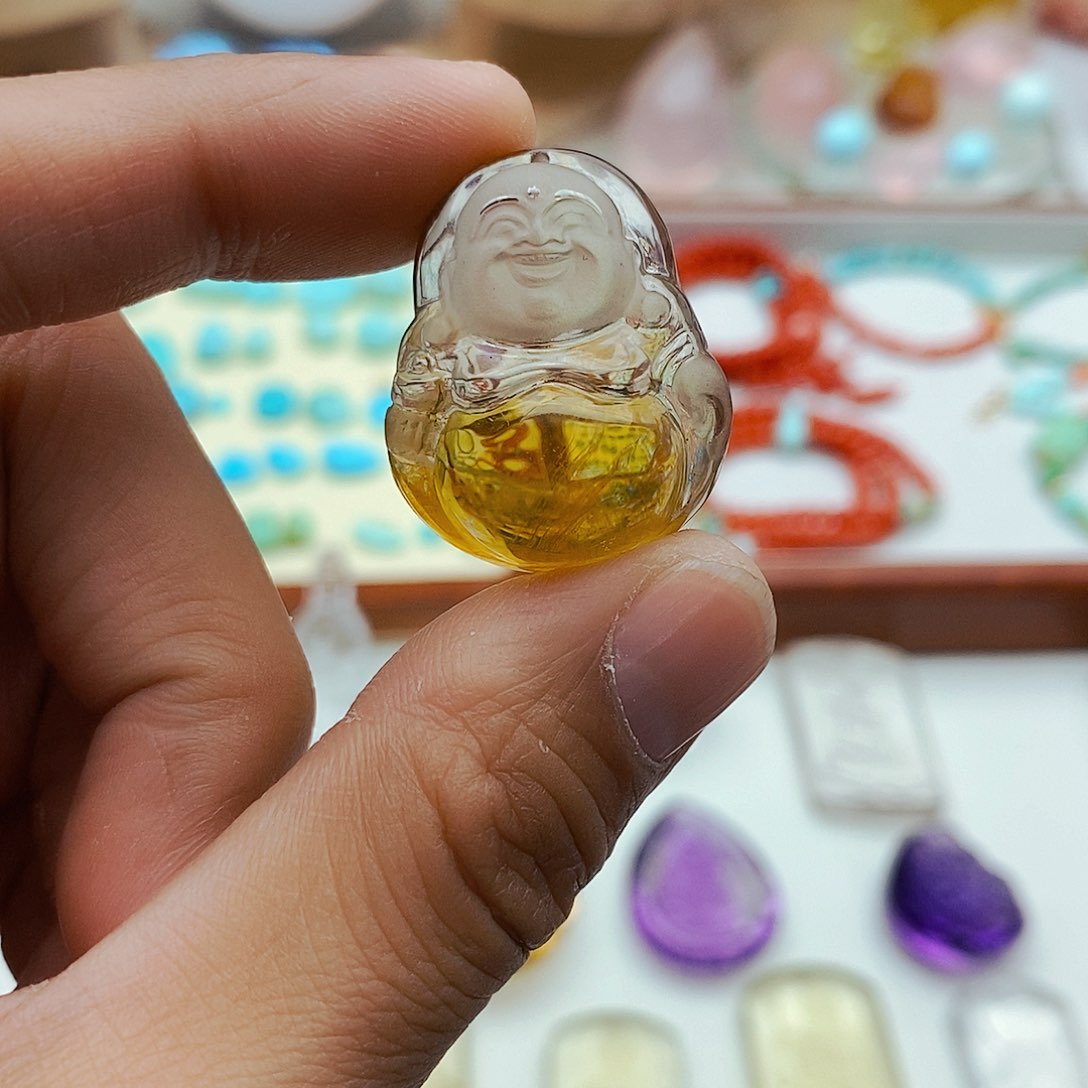 水晶弥勒佛雕刻件未镶嵌