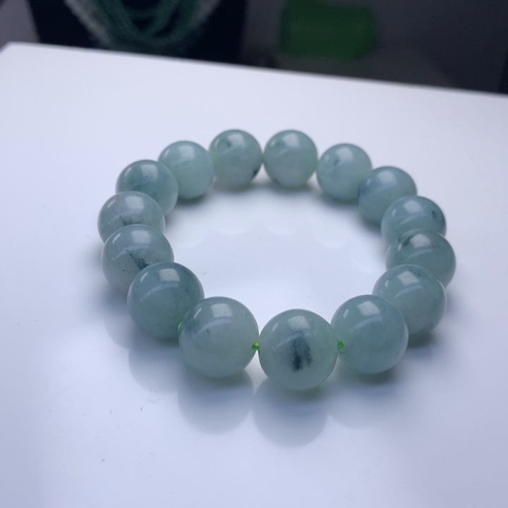 翡翠手串未镶嵌13.6mm！