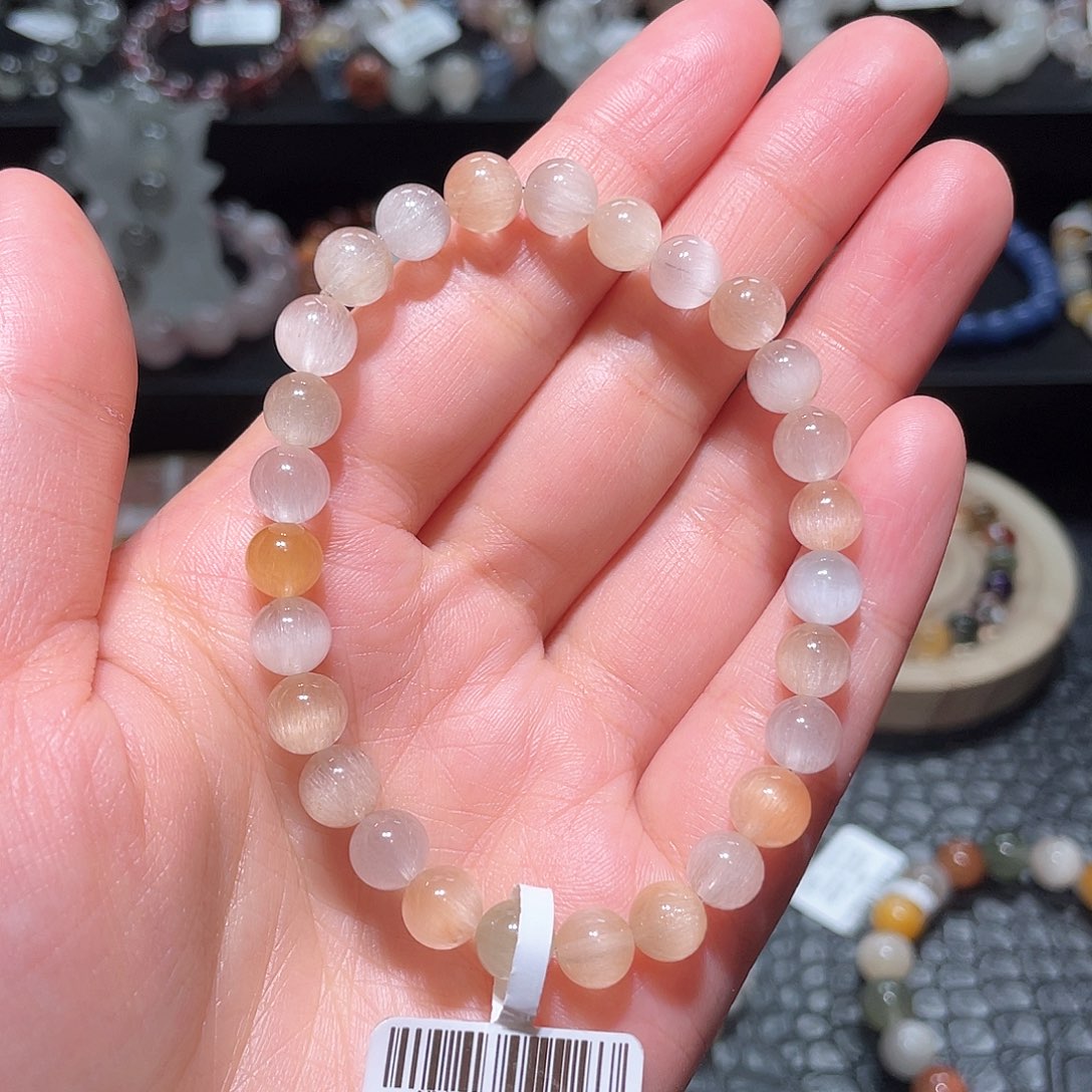 水晶手链未镶嵌兔毛手链，晶体通透