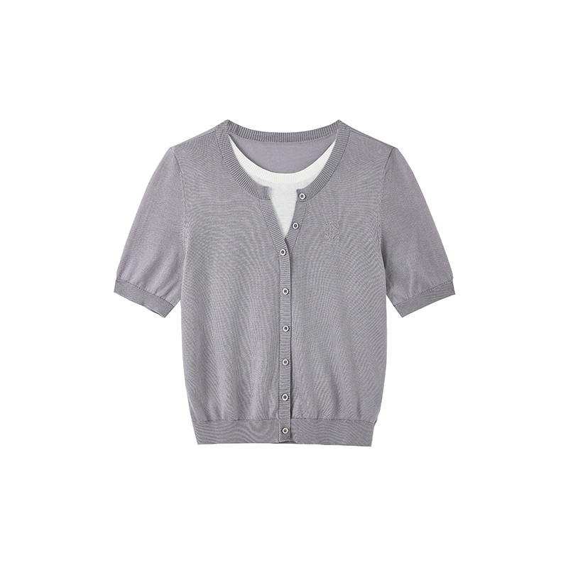 【达人专属】莱赛尔圆领假两件T恤N2547