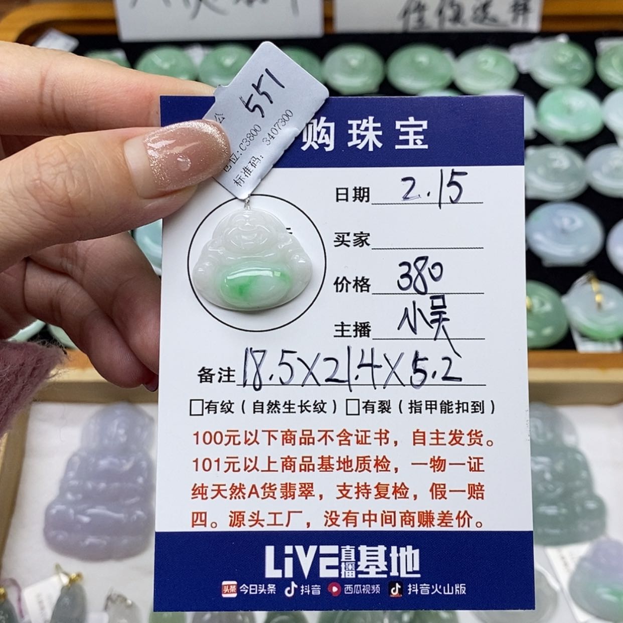 【闪购商品】翡翠颈饰未镶嵌佛公