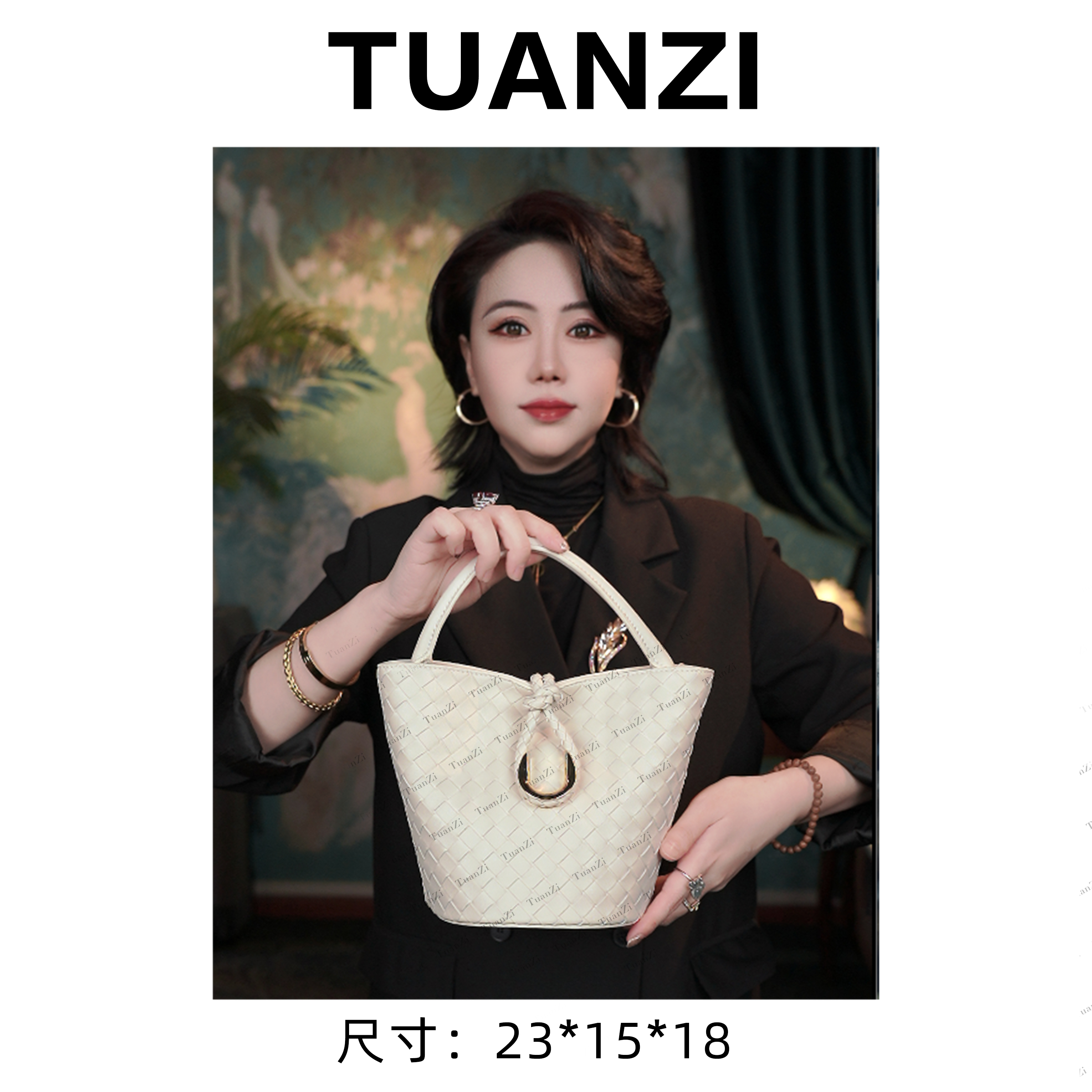 【高端玩家】新款经典女士轻奢时尚腋下女包 J-6471A-米白