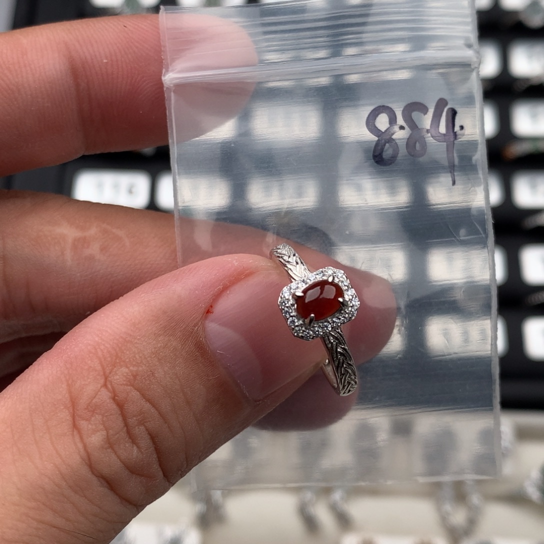 翡翠银S925镶嵌戒圈884