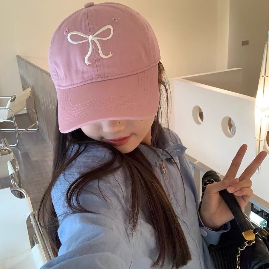 甜美韩式结ins刺绣棒球帽可爱春夏帽子鸭舌帽新款