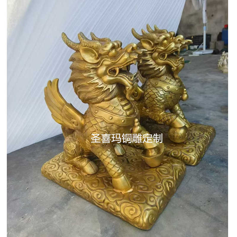 铸铜动物雕塑厂家 大型铜麒麟 铜貔貅 铜狮子定制 门口吉祥瑞兽