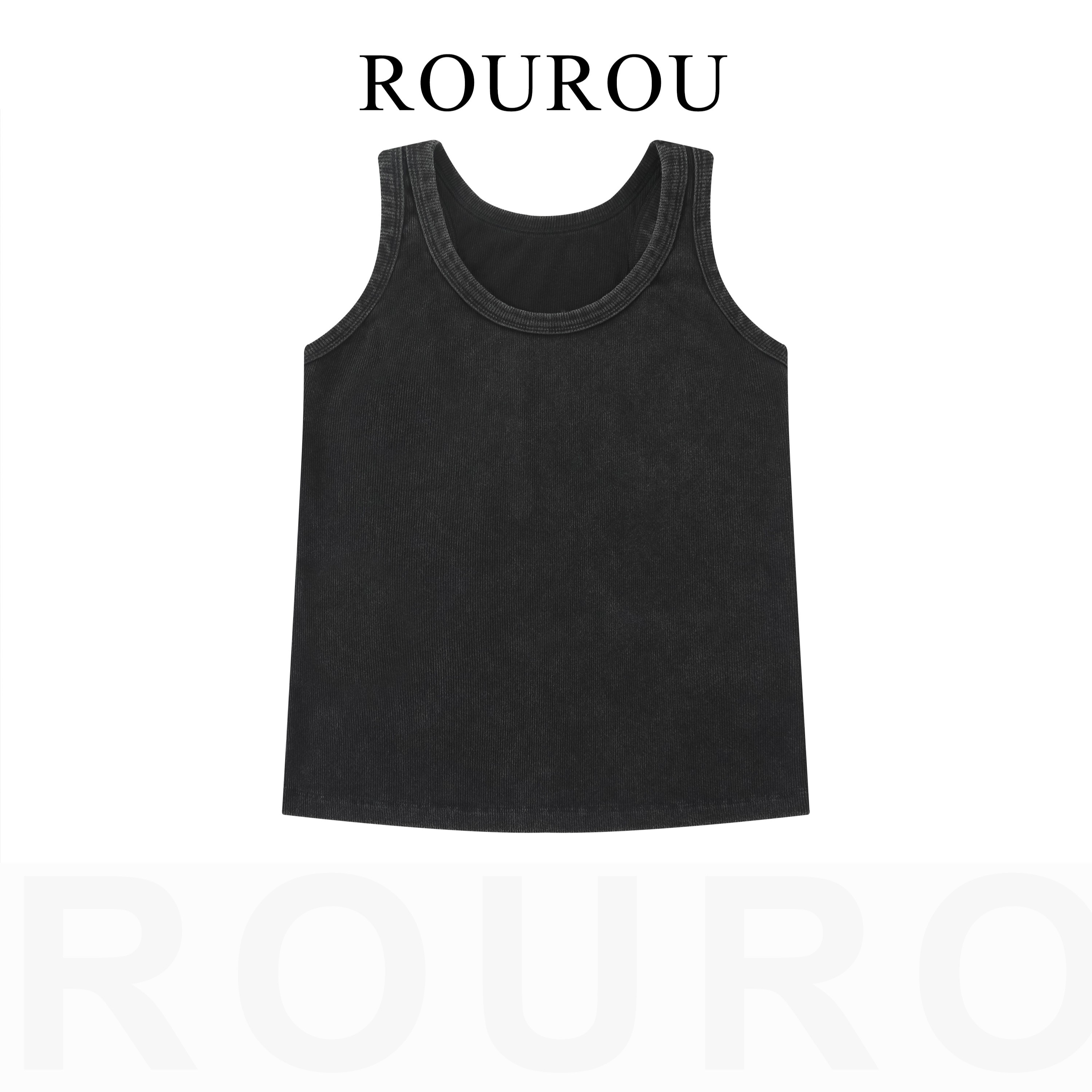 10170做旧洗水做旧背心高街暗黑系打底坎肩无袖T恤