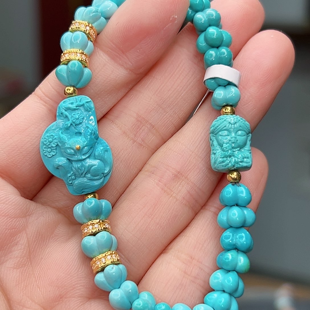 绿松石珠宝奇石18K金镶嵌