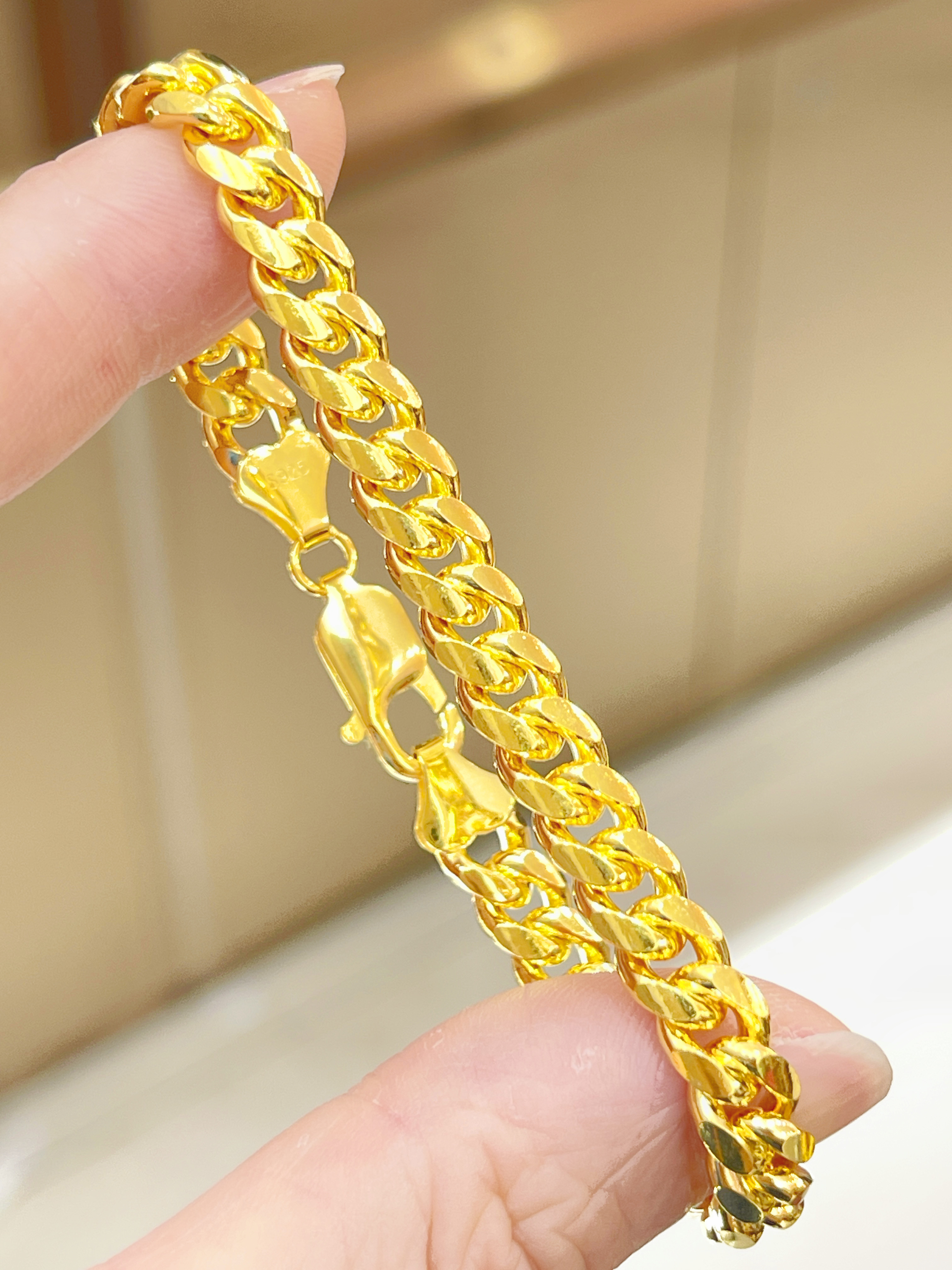 925银手链 阿特鲁斯7M软金龙精品镀金工艺银925手链90062