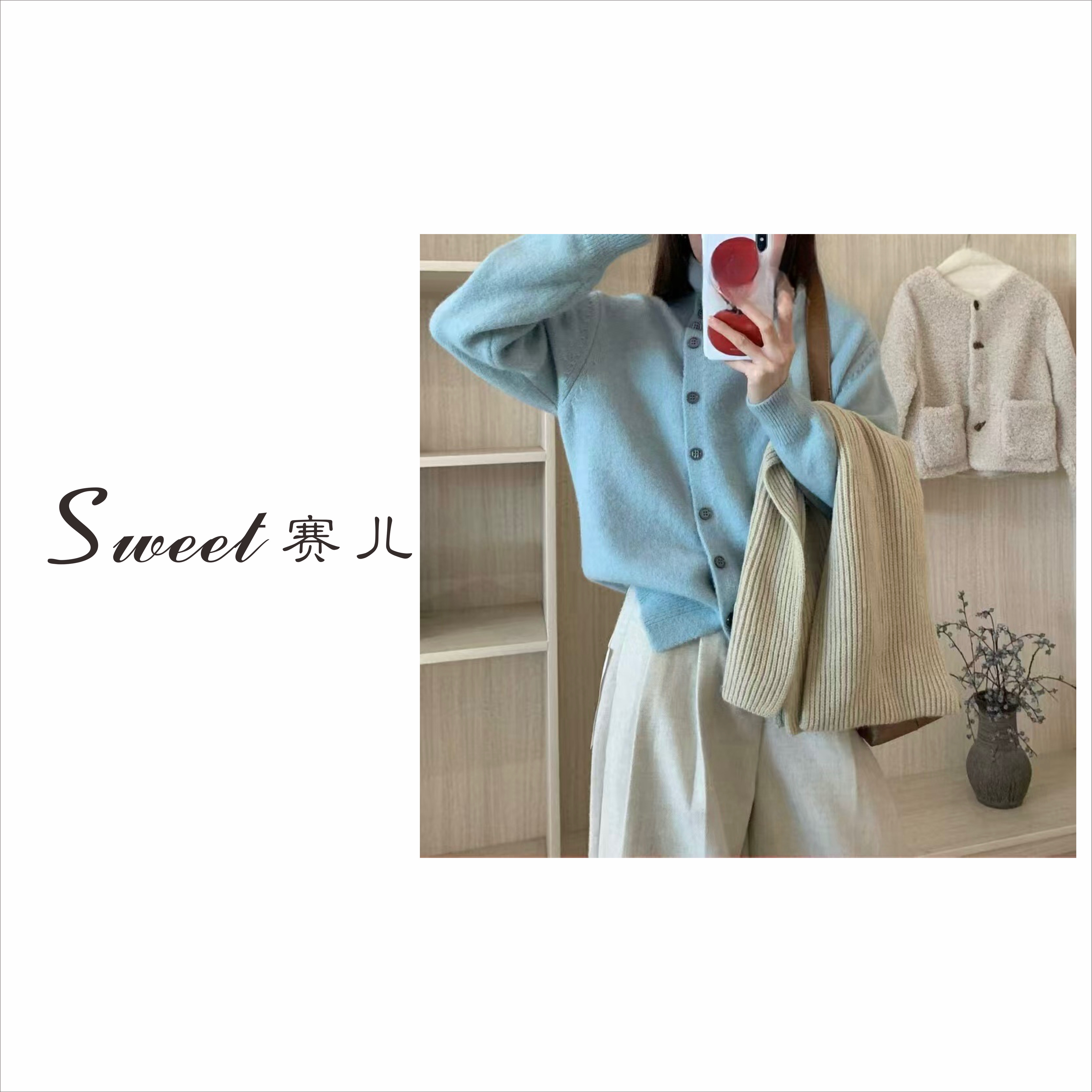 【如诗如画】【1005｝斜扣针织毛衫