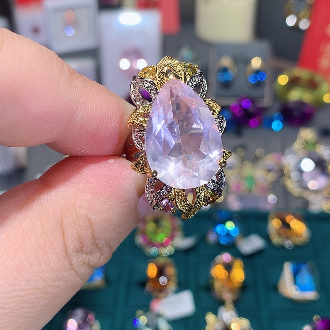 水晶戒指银S925镶嵌戒指