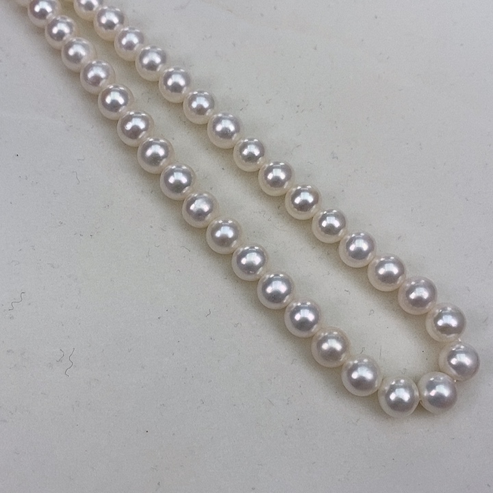 淡水珍珠颈饰银S925镶嵌7.5-8无核正圆冷白珍珠项链