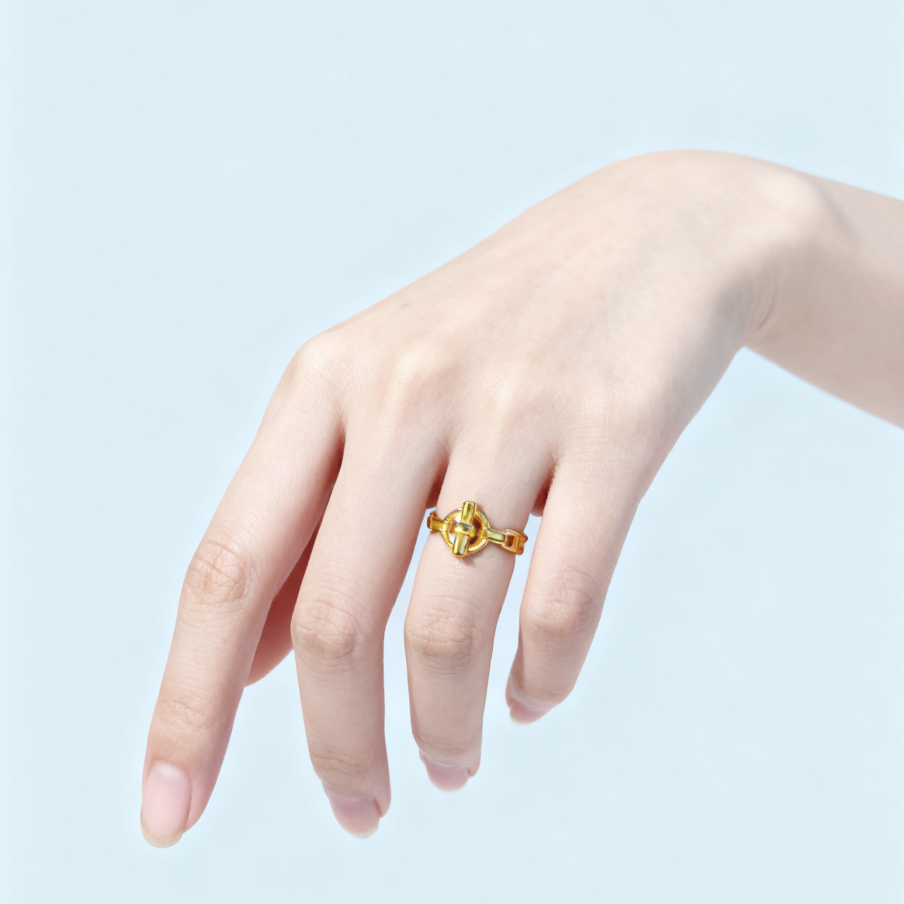 铜合金戒指  KS3027Nurluk 金色原创设计欧美扣头欧若