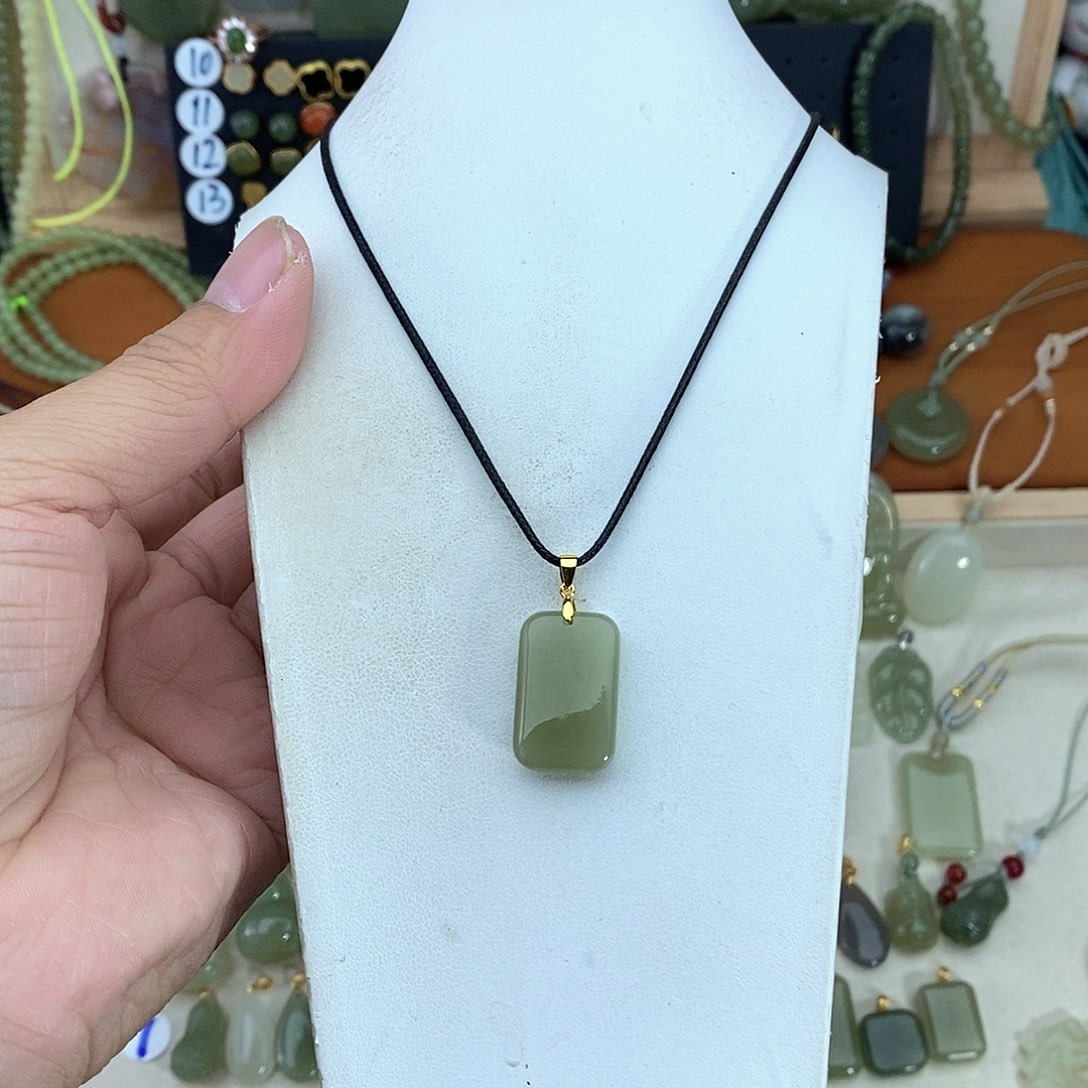 和田玉银S925镶嵌吊坠(不含链)