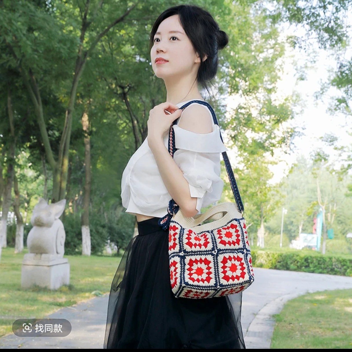 成品复古休闲祖母格包百搭单肩时尚布包夏季民族风印花肩包女士