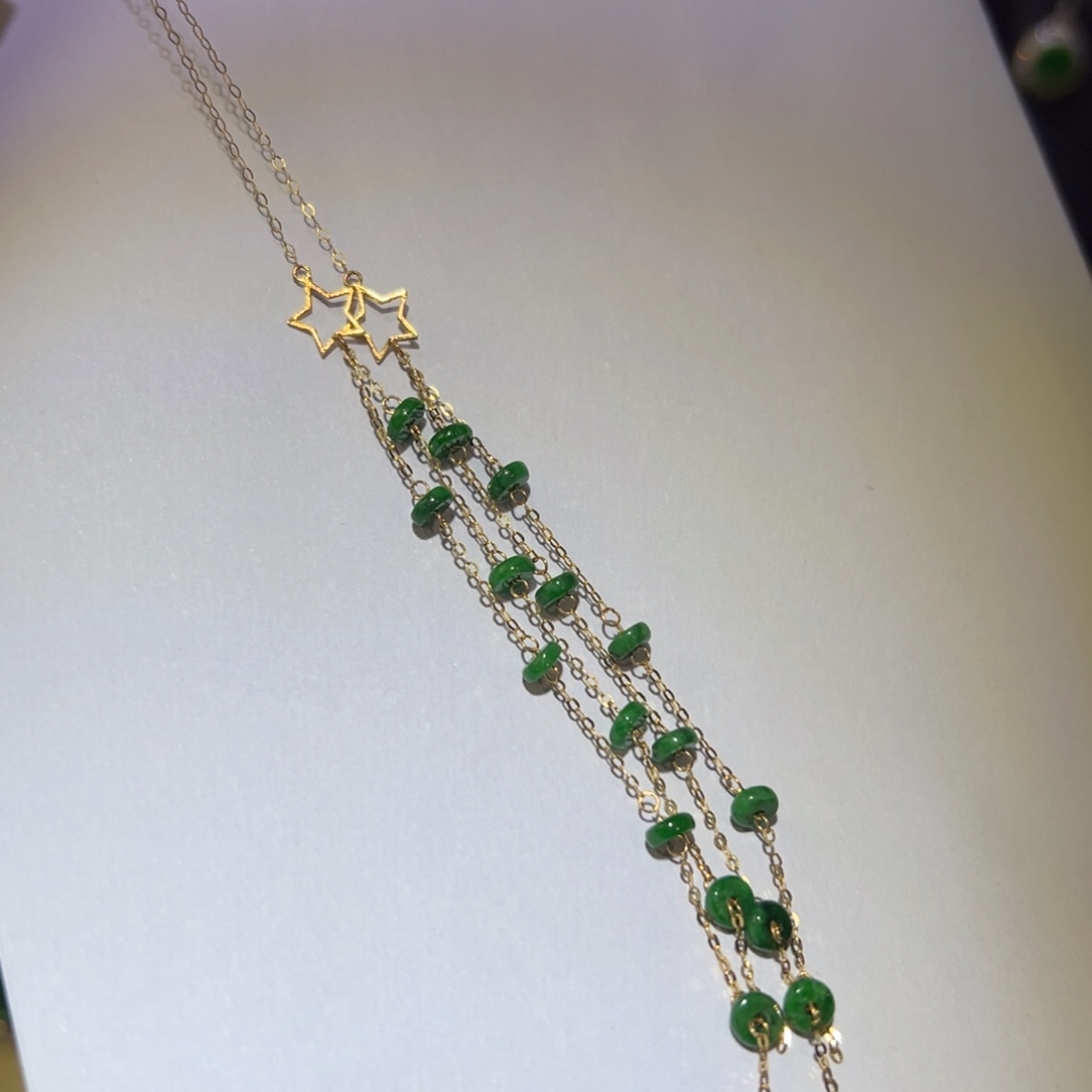 翡翠颈饰18K金镶嵌耳环