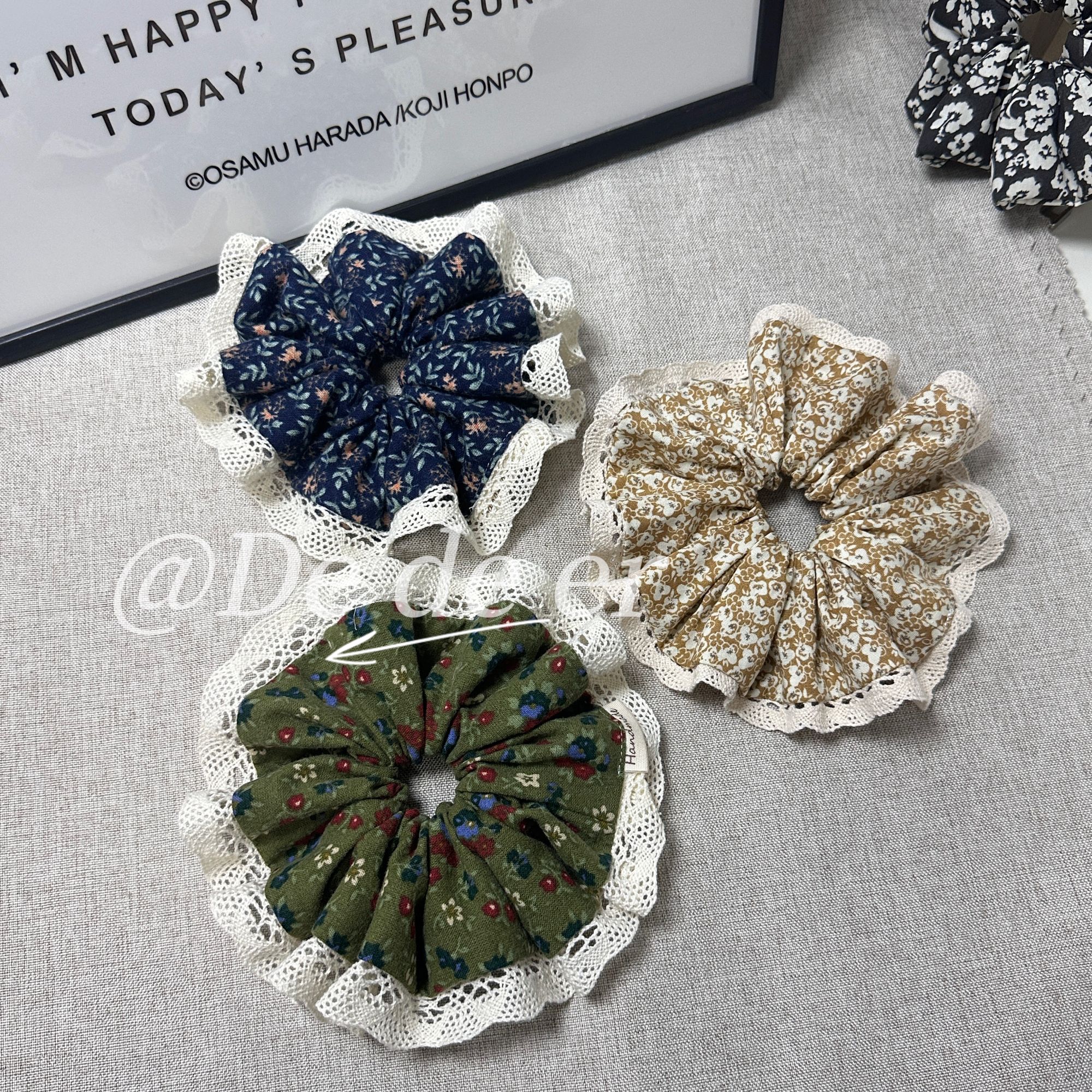 手作大肠发圈 直径12-14厘米 蕾丝花边缎面发圈手工满20包邮