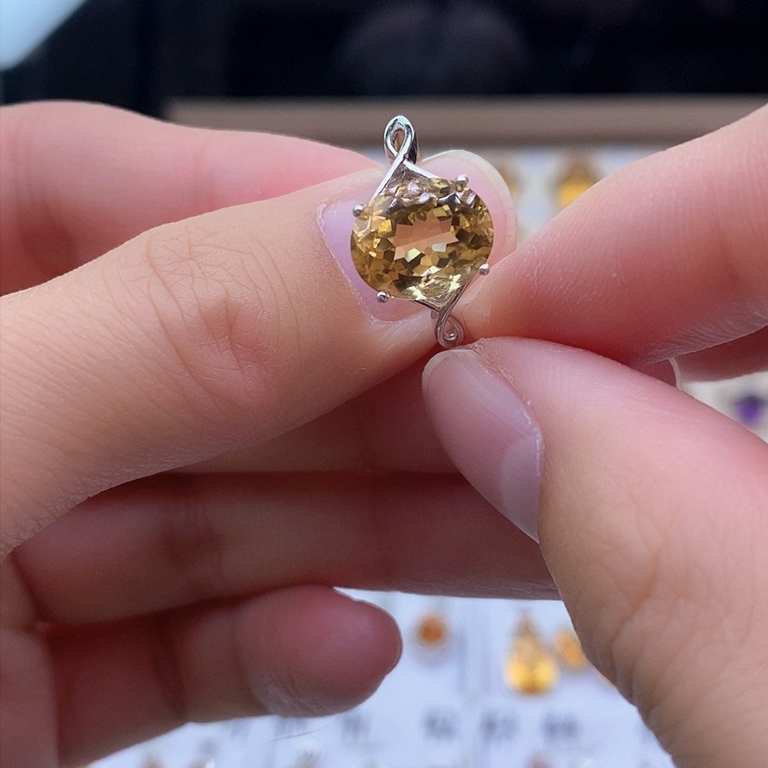 黄晶纯天然无优化黄水晶Q银S925镶嵌?****?