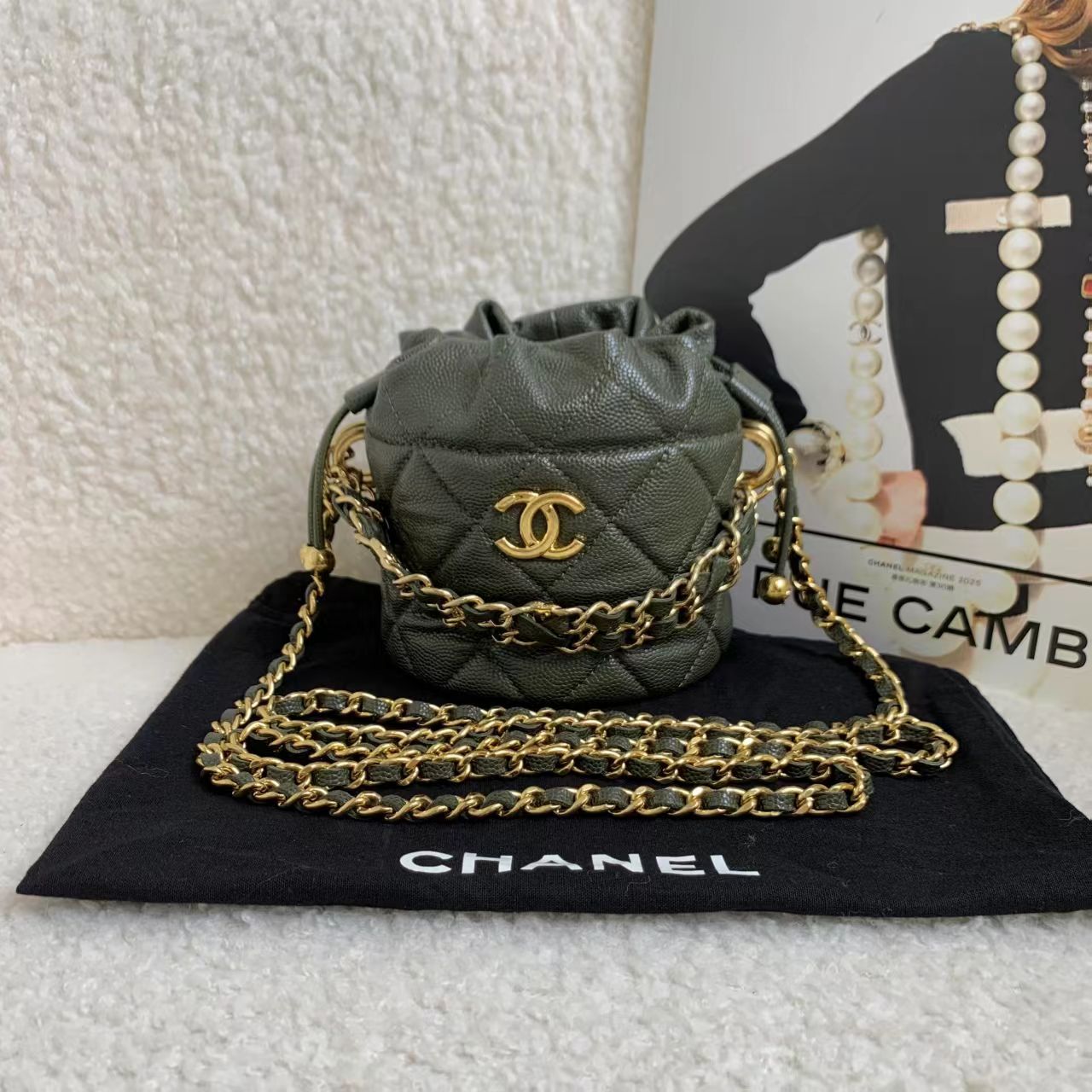 99新 Chanel/香奈儿 22k抽绳mini水桶12期免息/86809833/代卖服务