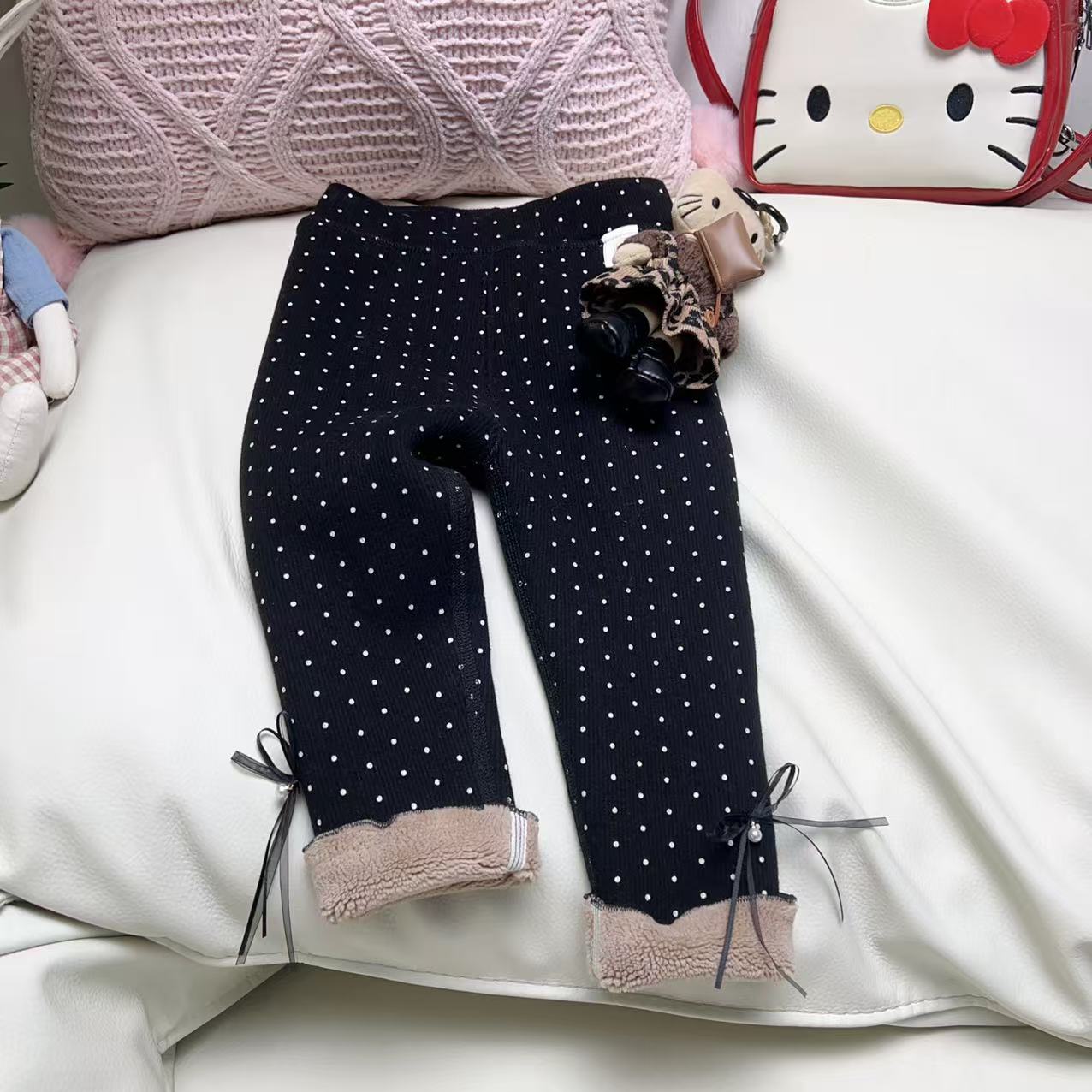 【BaoBao现货】800克一条过冬羊驼绒巨保暖满印波点打底裤149