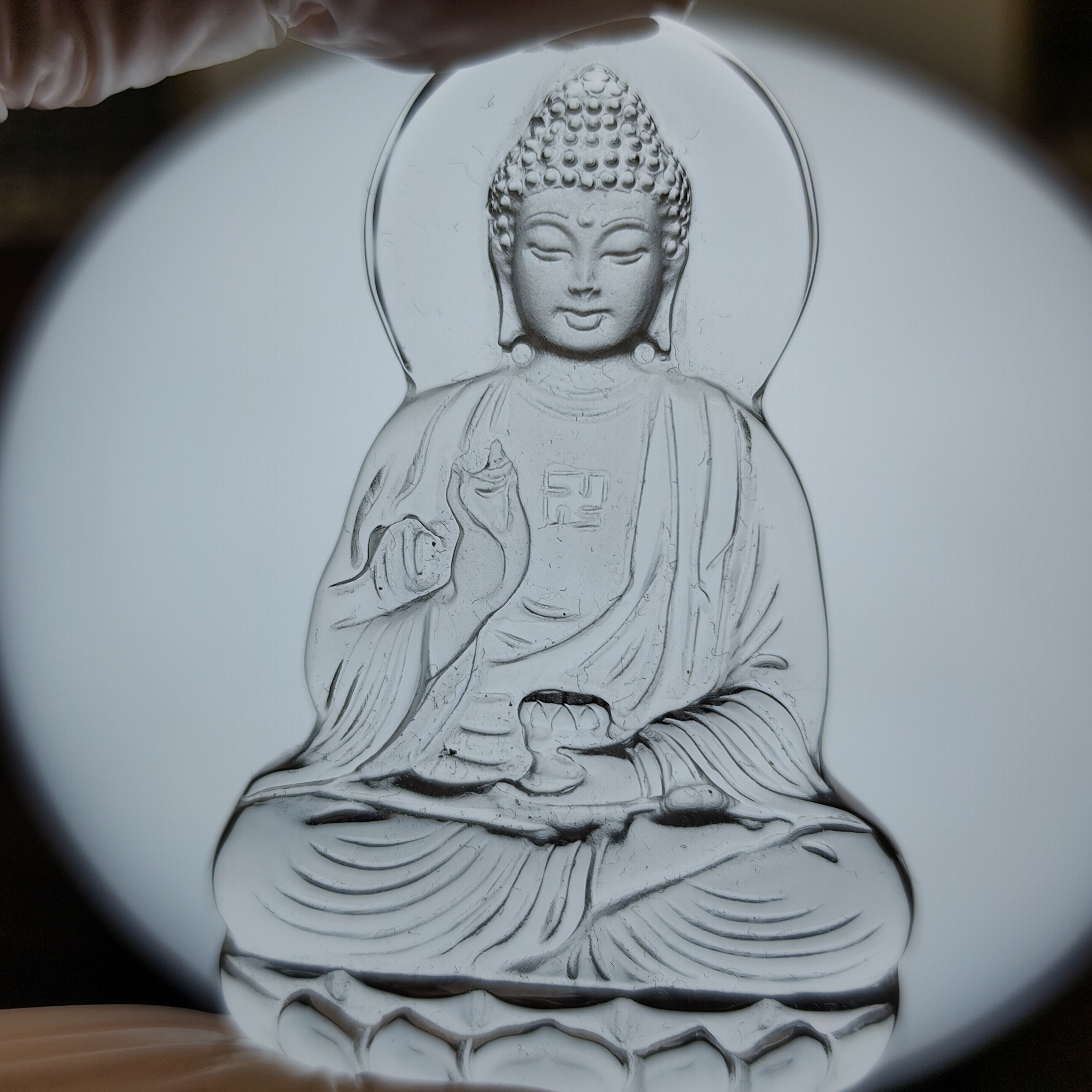 天然巴西白水晶阿弥陀佛吊坠，晶体通透干净，57.5*36.5*10mm，30克