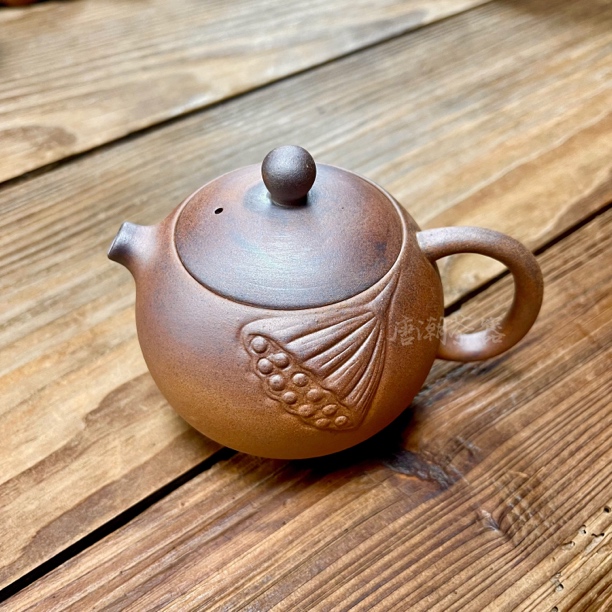 （素.新）荷花莲蓬西施壶 原矿无釉粗陶茶壶家用泡茶壶素烧泡茶器