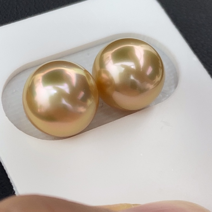 未镶嵌海水珍珠裸珠10.7mm正圆炫彩浓茶金小极光对珠